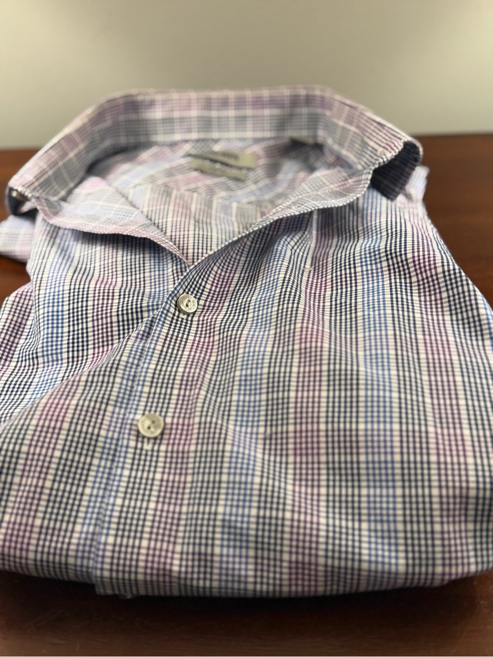 Kenneth Cole Reaction Plaid Dress Shirt Slim Fit 16/34-35